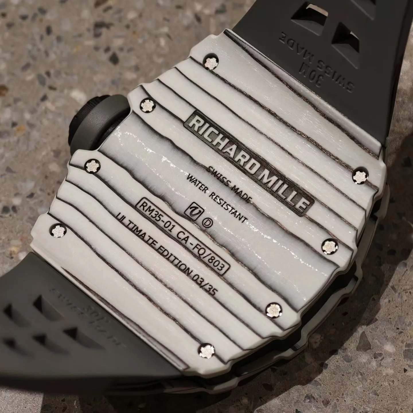 RM35-01 White NTPT Mille Studio 1:1 Best Edition on Gray Shark Strap RMUL3 Super Clone (Custom Case Set) 26 60628e72bcc273f AMO Watch