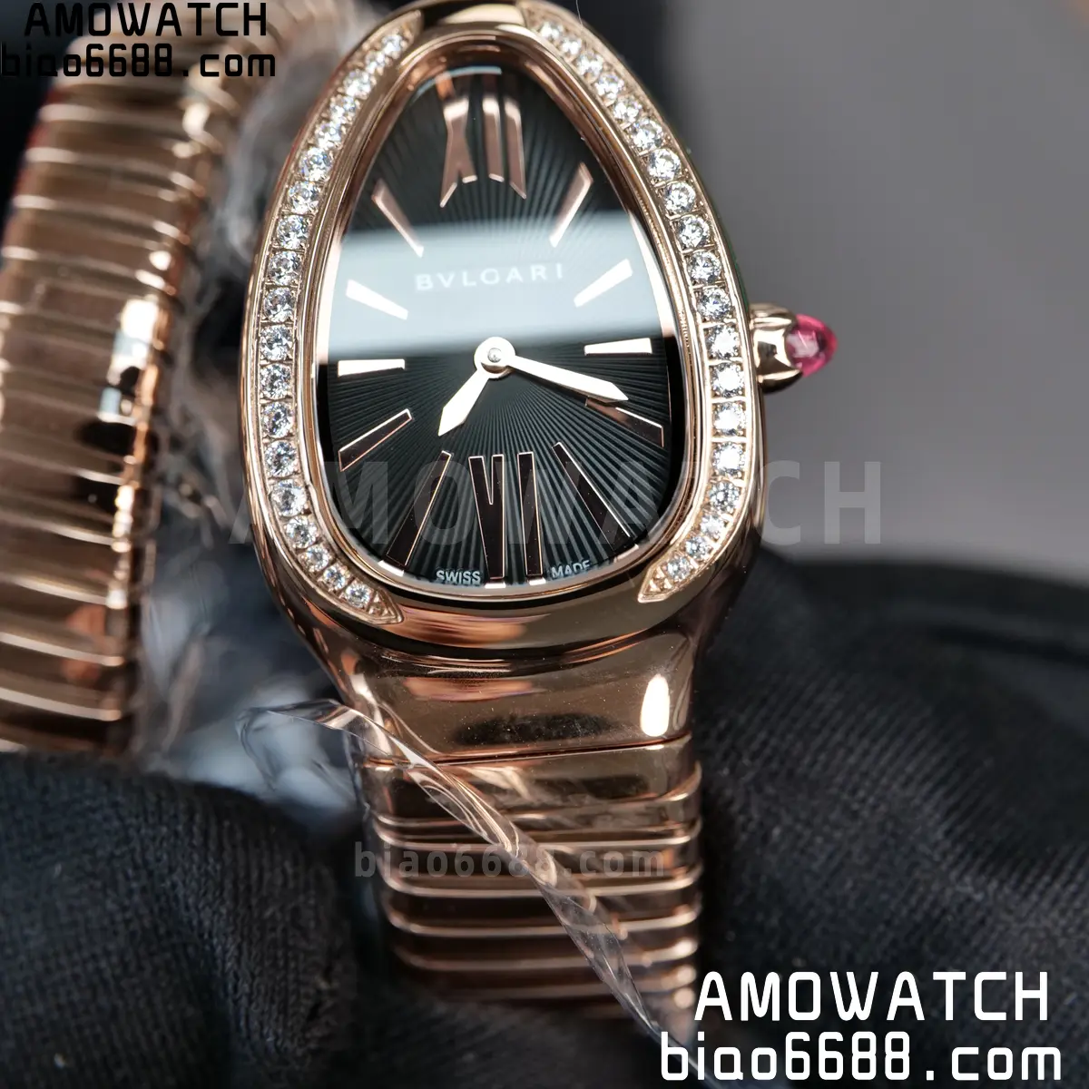 BVLGARI Serpenti Seduttori Watch 101815 RG BVF 1:1 Best Edition Black Dial on YG Bracelet ETA Quartz 70 66fc22f98d4f85b AMO Watch
