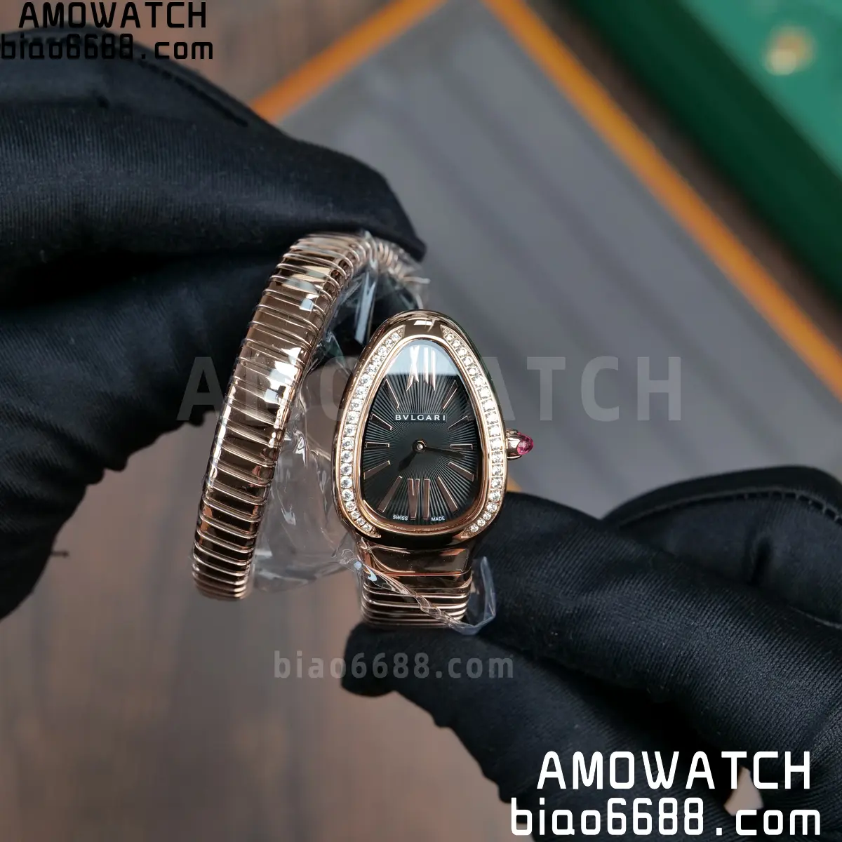 BVLGARI Serpenti Seduttori Watch 101815 RG BVF 1:1 Best Edition Black Dial on YG Bracelet ETA Quartz 55 6720e08713bd846 AMO Watch