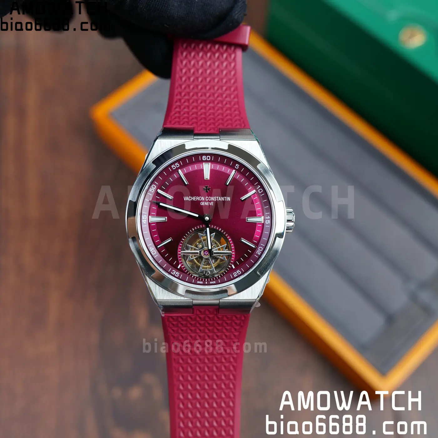 VC Overseas 42.5mm 6000V BBS Factory Best Edition Red Dial Red Rubber Strap Tourbillon 74 6da350898a60654 AMO Watch