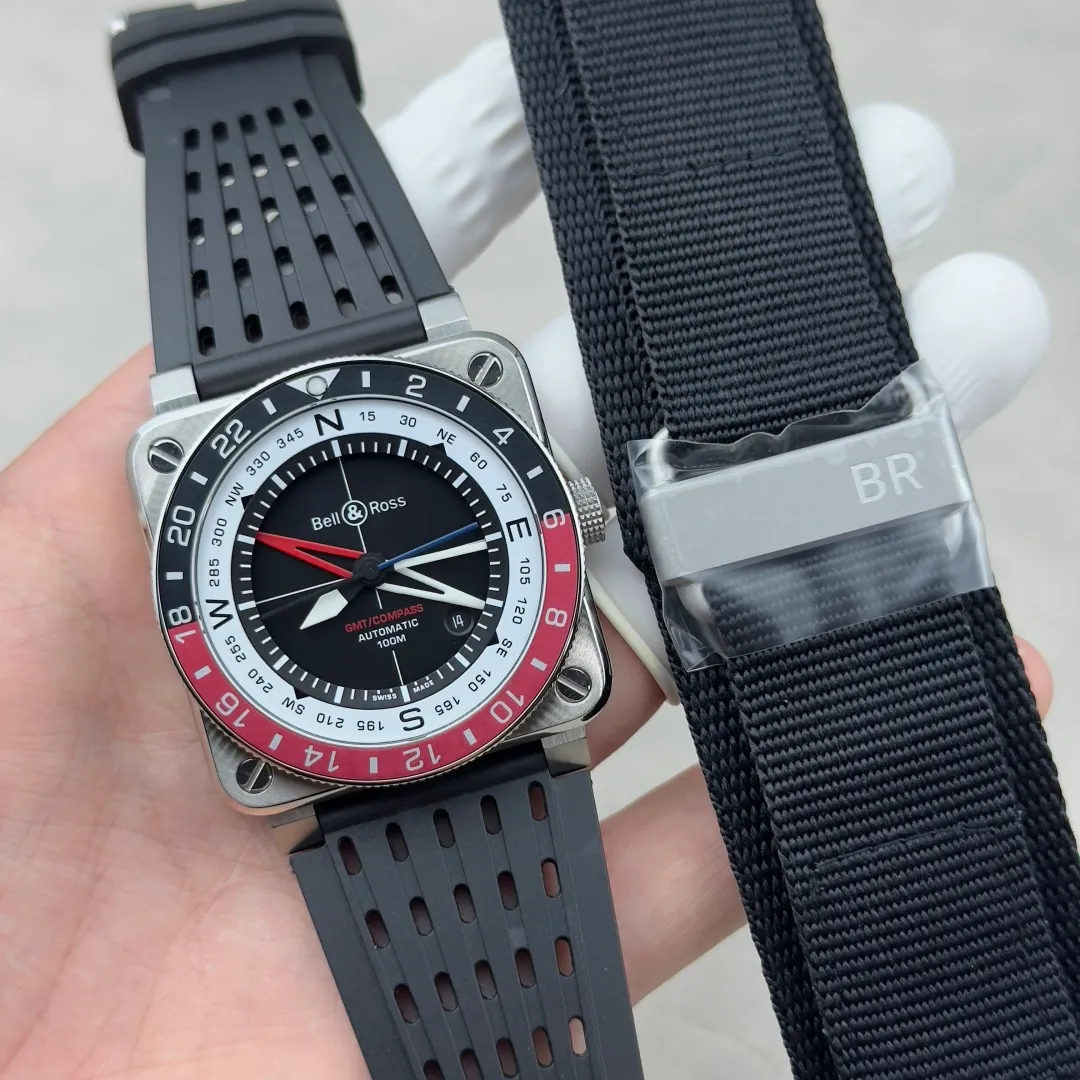 Bell Ross BR-03 GMT Compass BR Factory 1:1 Best Edition blue/black Bezel Black Dial on Rubber Strap 19 7004dcab982ad9f 阿默表行AmoWatch