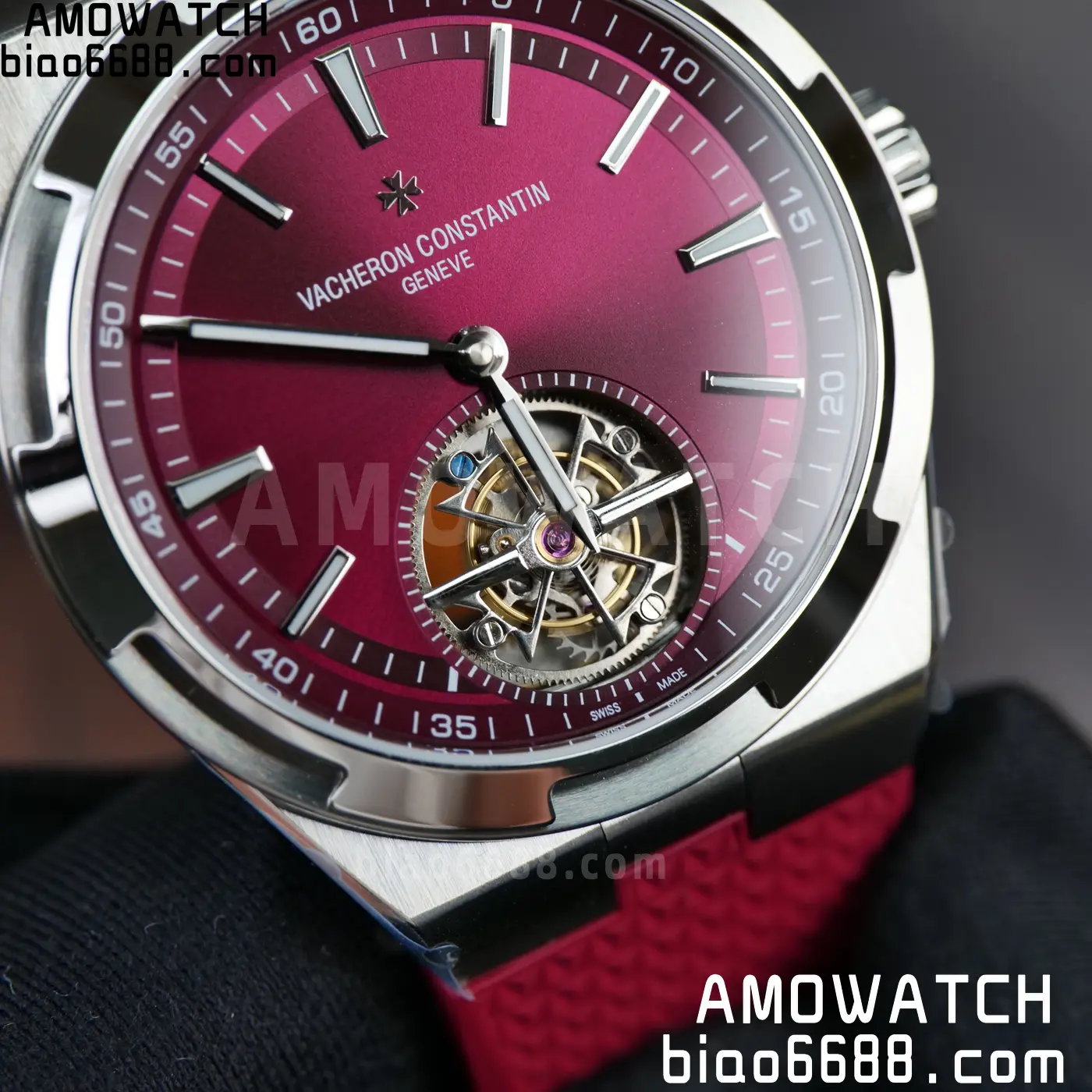 VC Overseas 42.5mm 6000V BBS Factory Best Edition Red Dial Red Rubber Strap Tourbillon 91 7257d3239563c04 AMO Watch