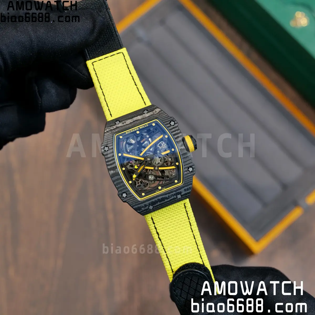 RICHARD MILLE RM67-02 Black NTPT Yellow Skeleton Dial on Yellow Nylon Strap CRMA7 Clone V10 87 728268672c51f34 阿默表行AmoWatch