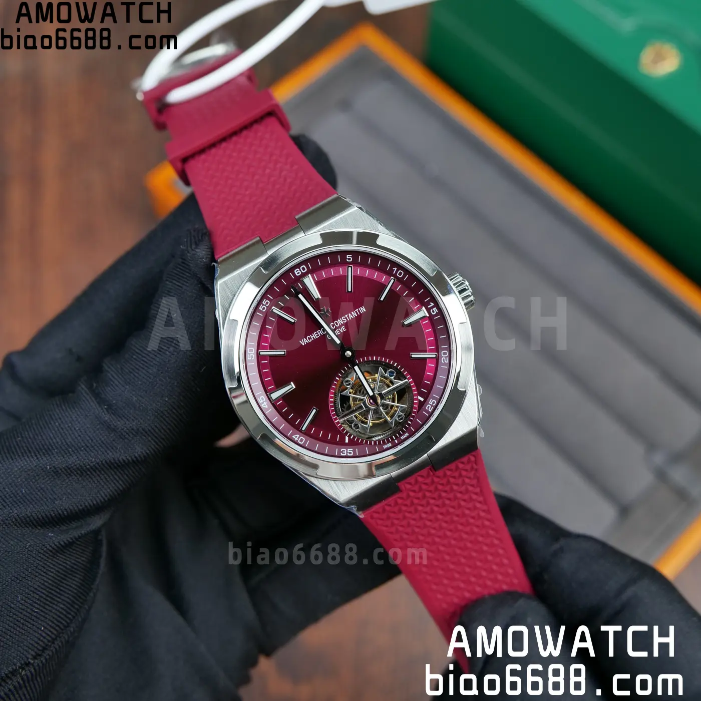 VC Overseas 42.5mm 6000V BBS Factory Best Edition Red Dial Red Rubber Strap Tourbillon 70 733109012aeadd6 AMO Watch