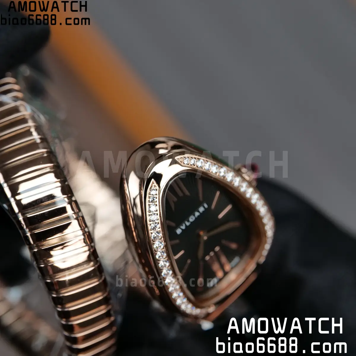 BVLGARI Serpenti Seduttori Watch 101815 RG BVF 1:1 Best Edition Black Dial on YG Bracelet ETA Quartz 67 73faacb1977914a AMO Watch