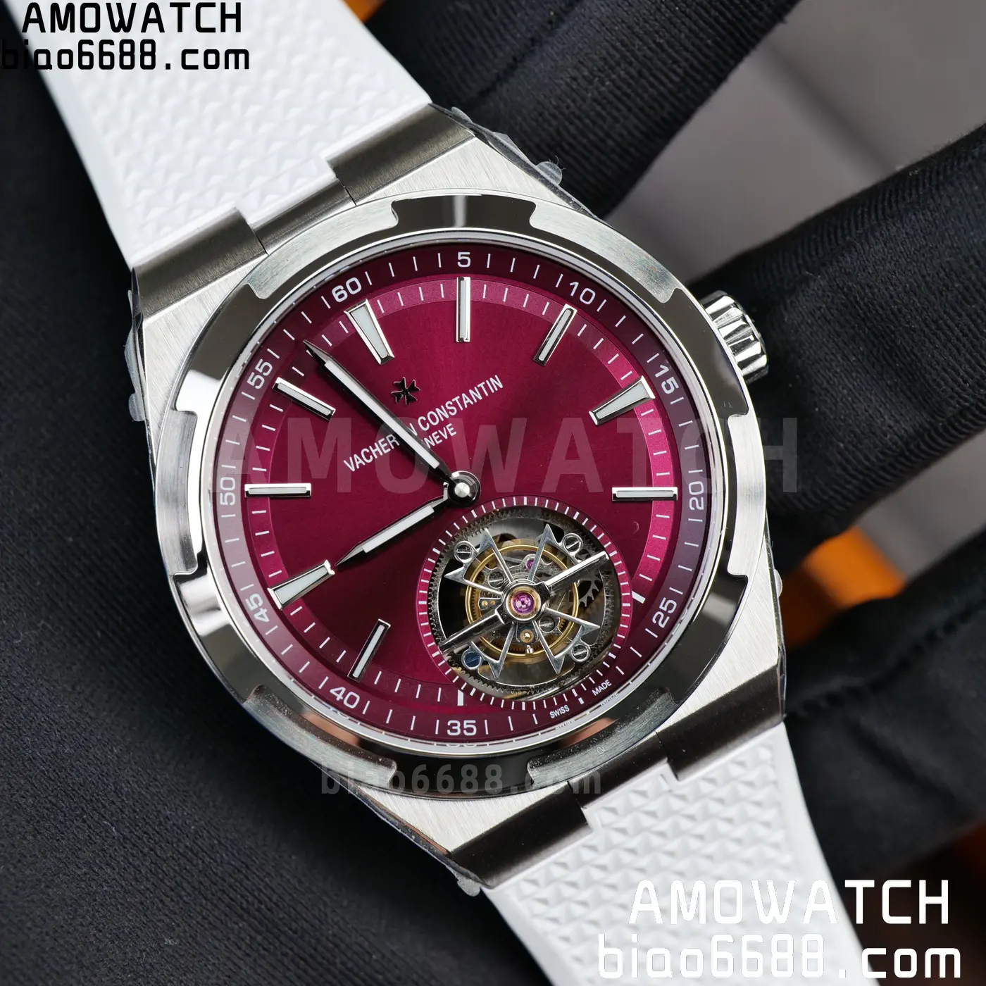 VC Overseas 42.5mm 6000V BBS Factory Best Edition White Dial Red Rubber Strap Tourbillon 71 745eefd99f2ff59 AMO Watch