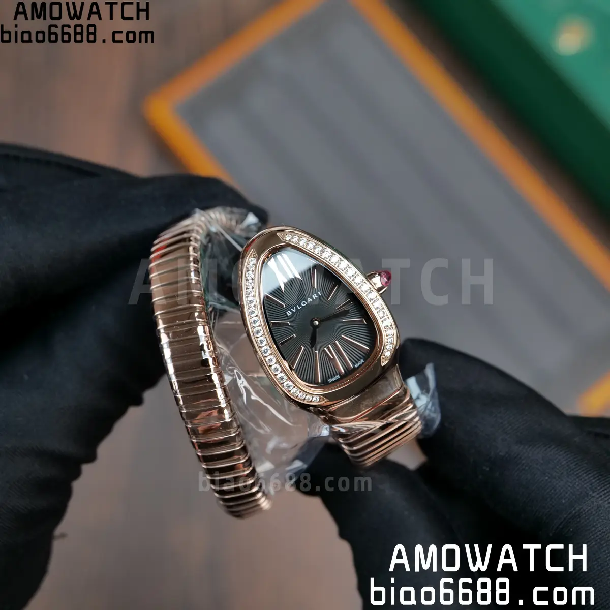BVLGARI Serpenti Seduttori Watch 101815 RG BVF 1:1 Best Edition Black Dial on YG Bracelet ETA Quartz 54 76d2f2b6d44cca1 AMO Watch