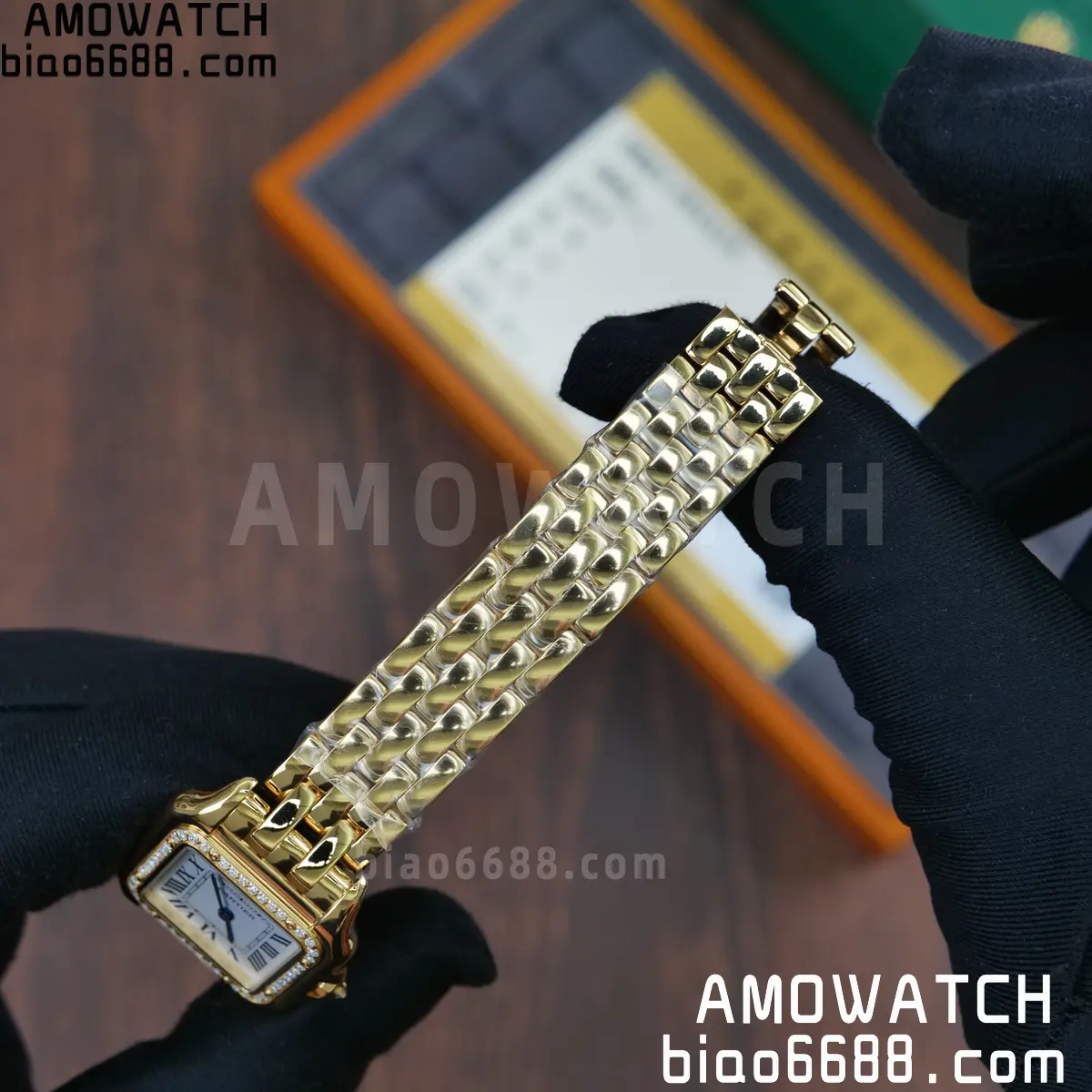 Custom Made Cartier Panthère 27mm WJPN0016 Gold-plated moissanite bezel 61 7a8e77d72646d00 AMO Watch
