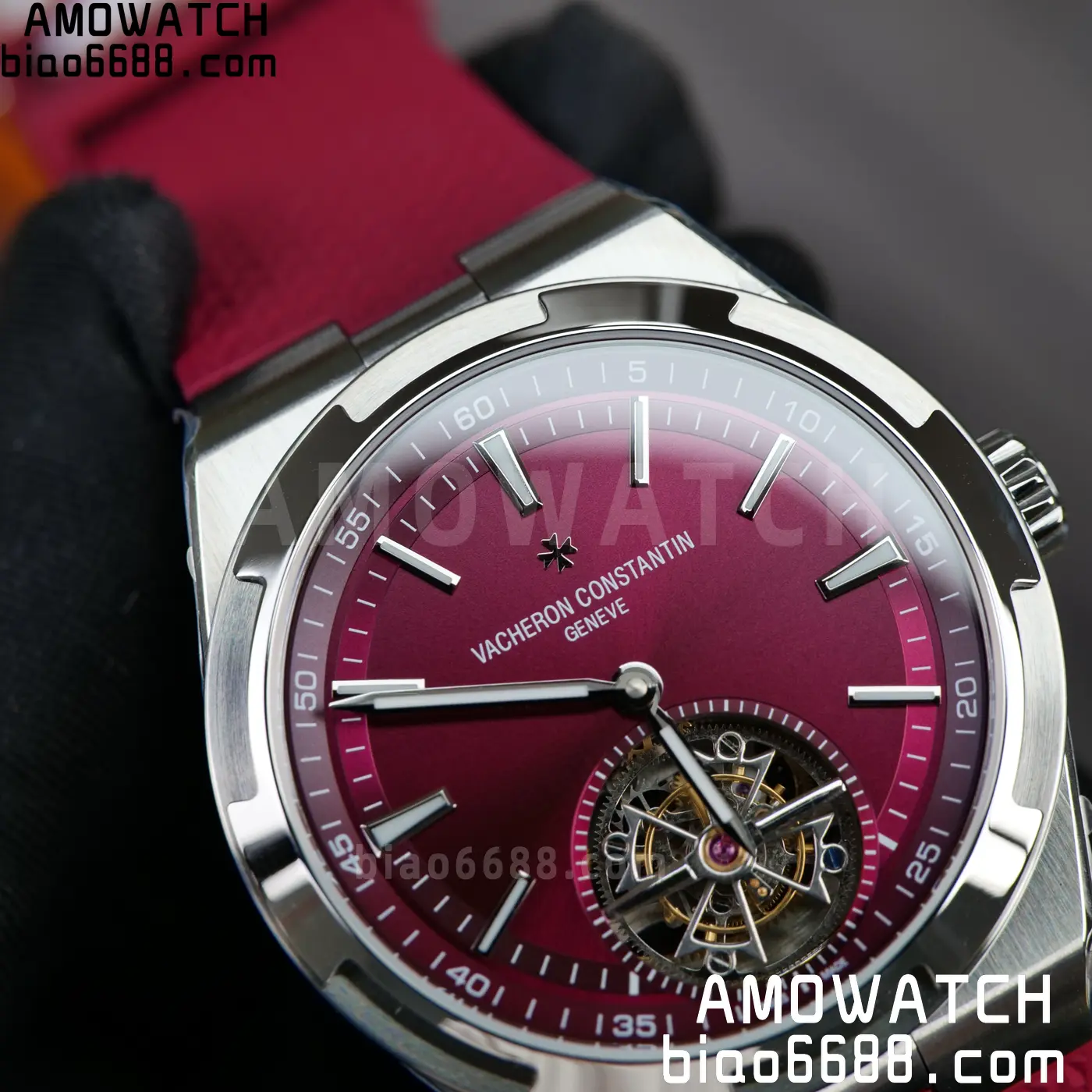 VC Overseas 42.5mm 6000V BBS Factory Best Edition Red Dial Red Rubber Strap Tourbillon 86 7eadf329dc60f7d AMO Watch