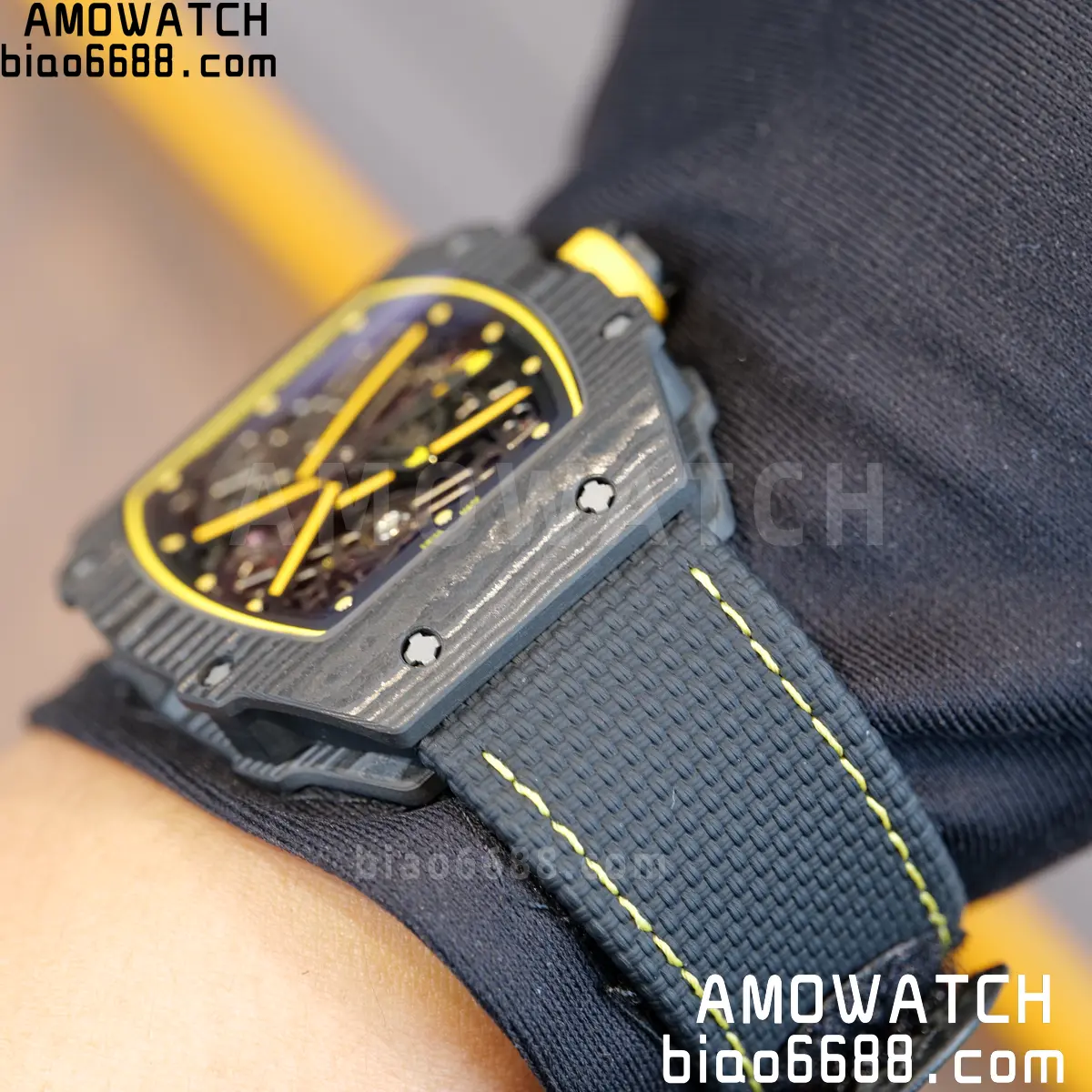 RICHARD MILLE RM67-02 Black NTPT Yellow Skeleton Dial on Black NylonStrap CRMA7 Clone V10 116 83f065563818adf 阿默表行AmoWatch