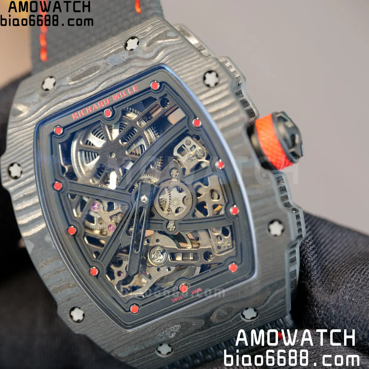 RICHARD MILLE RM67-02 Black NTPT Black/Red Skeleton Dial on Black Nylon Strap CRMA7 Clone V10 78 843620cf4063b89 阿默表行AmoWatch