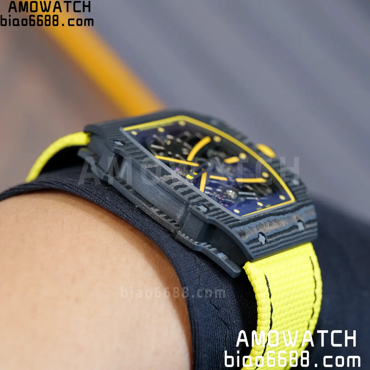 RICHARD MILLE RM67-02 Black NTPT Yellow Skeleton Dial on Yellow Nylon Strap CRMA7 Clone V10 119 84374fe4a9f7f73 阿默表行AmoWatch