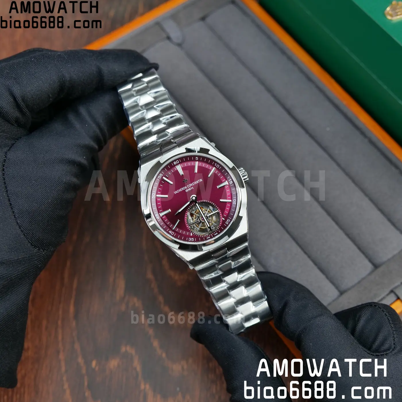 VC Overseas 42.5mm 6000V BBS Factory Best Edition Red Dial SS Bracelet Tourbillon 64 84d78cf5e0e770a AMO Watch