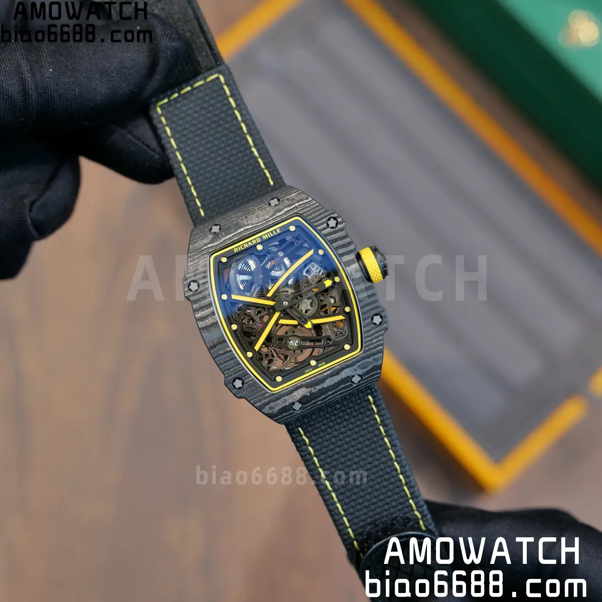 RICHARD MILLE RM67-02 Black NTPT Yellow Skeleton Dial on Black NylonStrap CRMA7 Clone V10 86 84ec75008ce506f 阿默表行AmoWatch