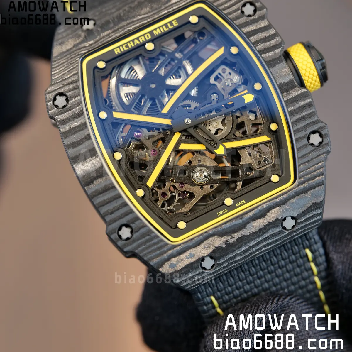 RICHARD MILLE RM67-02 Black NTPT Yellow Skeleton Dial on Black NylonStrap CRMA7 Clone V10 100 87dd65a1684bb4a 阿默表行AmoWatch
