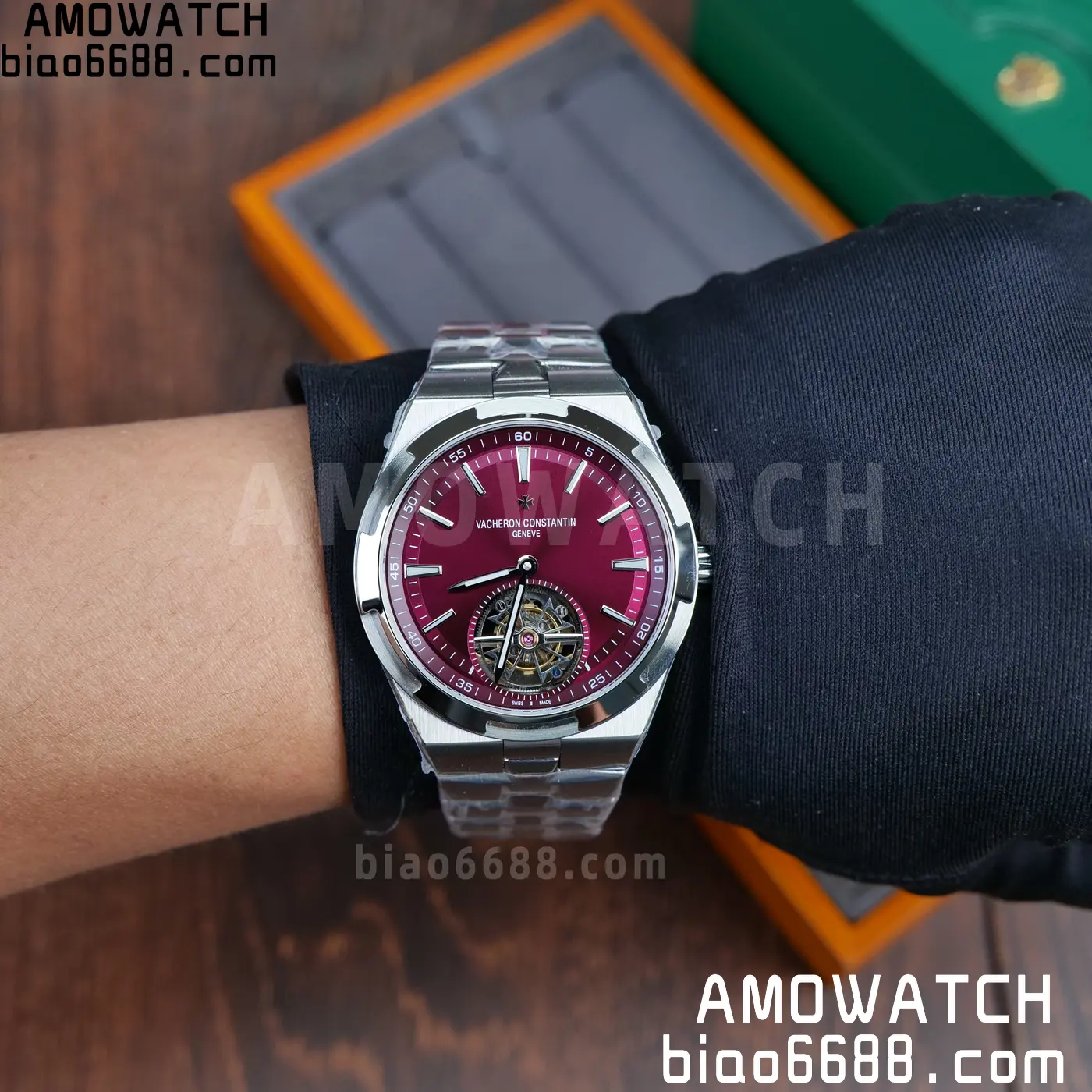 VC Overseas 42.5mm 6000V BBS Factory Best Edition Red Dial SS Bracelet Tourbillon 92 881f77ac466ca66 AMO Watch
