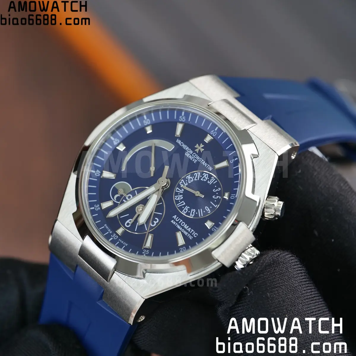 VC Overseas 47450 SS 9F Best Edition Blue Dial on Blue Rubber Strap 75 8922ad84dc63adb AMO Watch