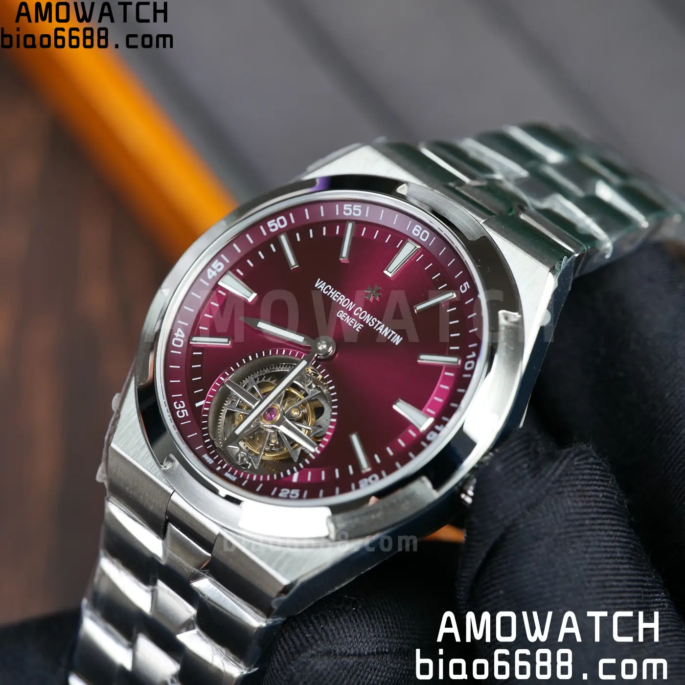 VC Overseas 42.5mm 6000V BBS Factory Best Edition Red Dial SS Bracelet Tourbillon 76 8d61edda67788ca AMO Watch