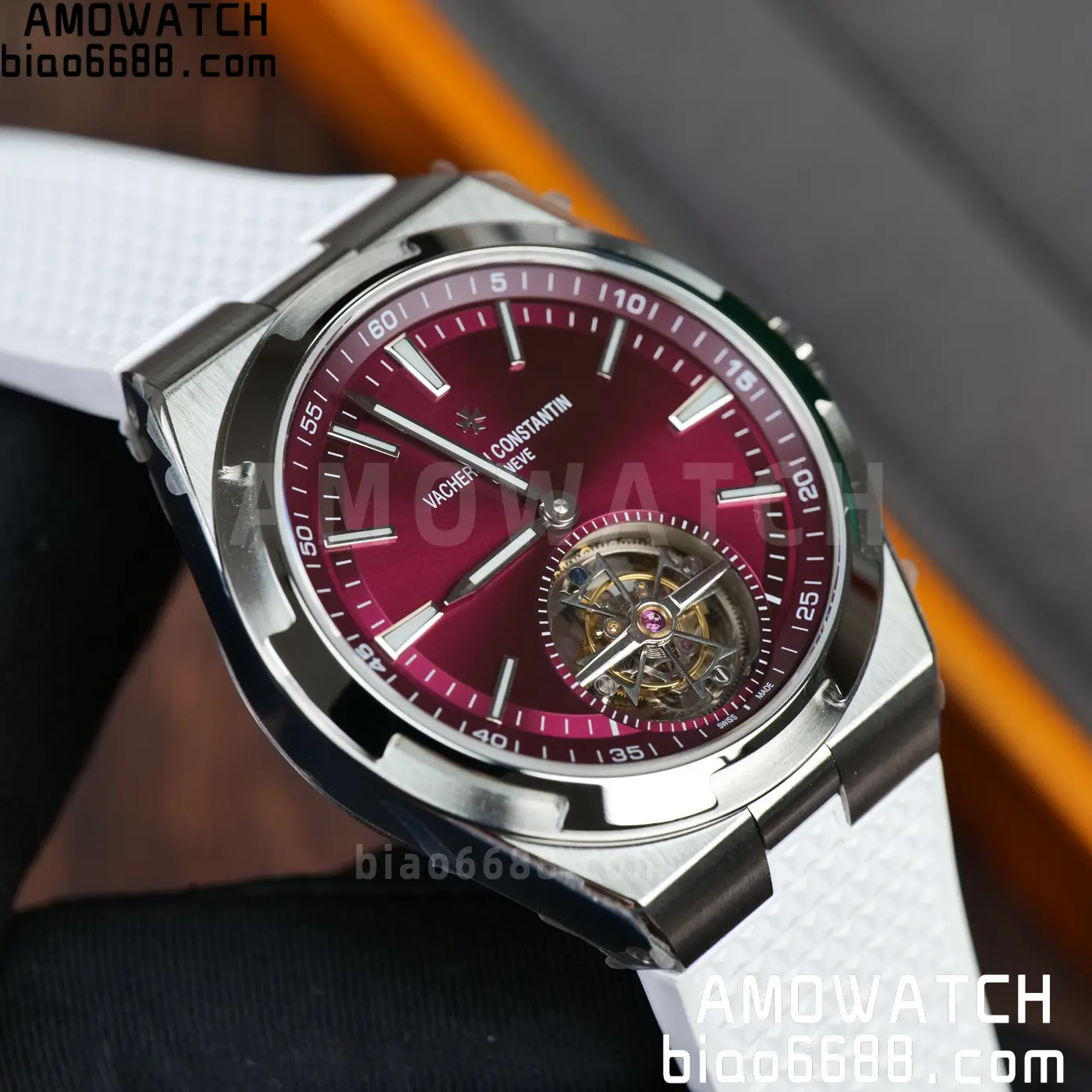 VC Overseas 42.5mm 6000V BBS Factory Best Edition White Dial Red Rubber Strap Tourbillon 65 8d9731d619a7dc4 AMO Watch