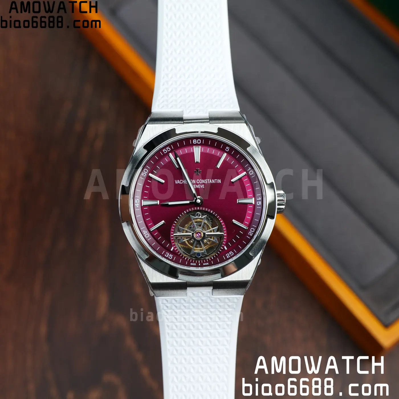 VC Overseas 42.5mm 6000V BBS Factory Best Edition White Dial Red Rubber Strap Tourbillon 59 8eb838fcb1787ea AMO Watch