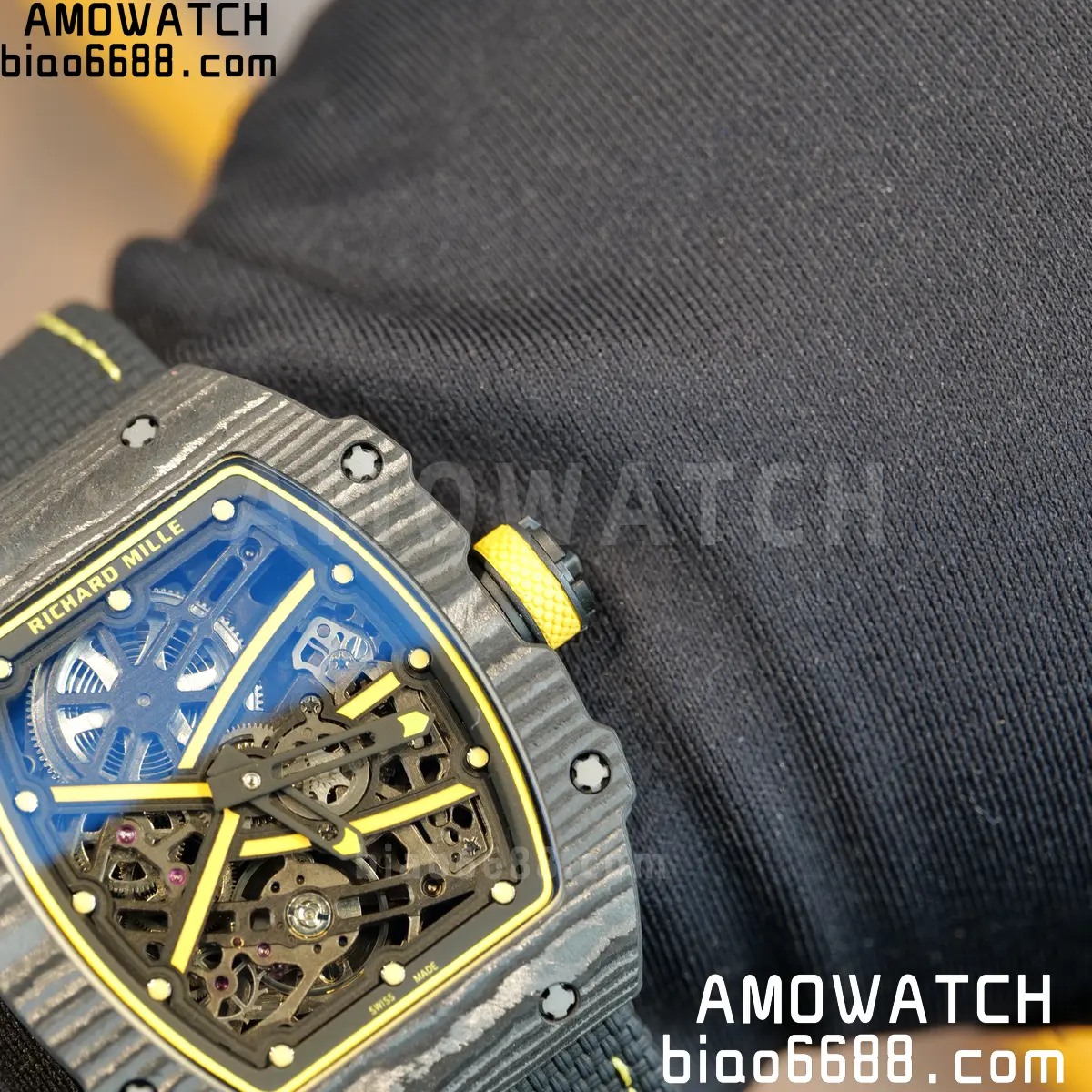 RICHARD MILLE RM67-02 Black NTPT Yellow Skeleton Dial on Black NylonStrap CRMA7 Clone V10 117 8f9835559e89421 阿默表行AmoWatch