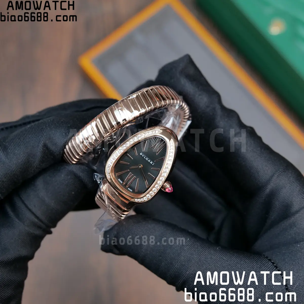 BVLGARI Serpenti Seduttori Watch 101815 RG BVF 1:1 Best Edition Black Dial on YG Bracelet ETA Quartz 76 924b288a3611157 AMO Watch