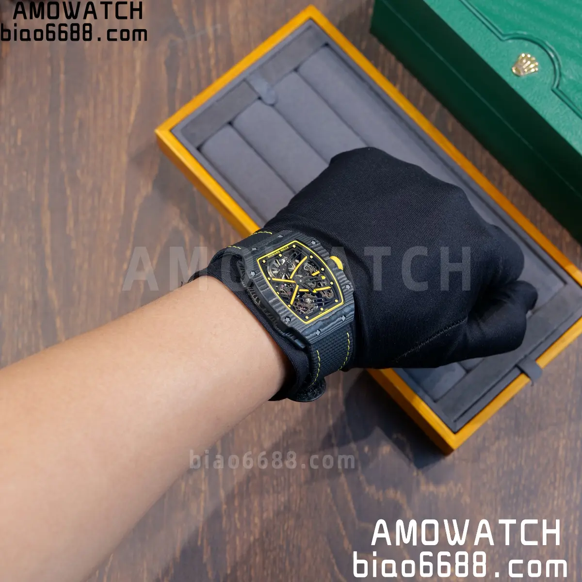 RICHARD MILLE RM67-02 Black NTPT Yellow Skeleton Dial on Black NylonStrap CRMA7 Clone V10 120 93e4eb64526c21a 阿默表行AmoWatch