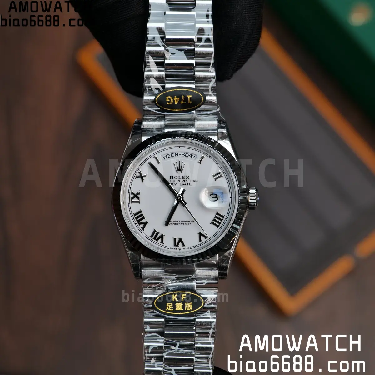 Rolex DayDate 128236 36mm KF 1:1 Best Edition Silvery Roman Dial (Gain Weight) 71 99ffe9adc2aef0a 阿默表行AmoWatch