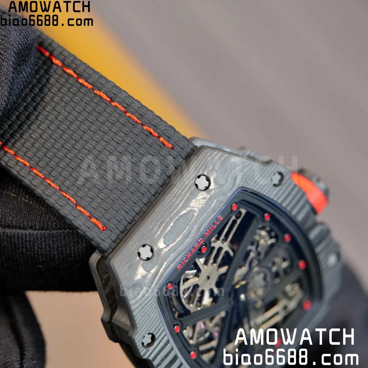 RICHARD MILLE RM67-02 Black NTPT Black/Red Skeleton Dial on Black Nylon Strap CRMA7 Clone V10 74 9c43d15642ebfd8 阿默表行AmoWatch