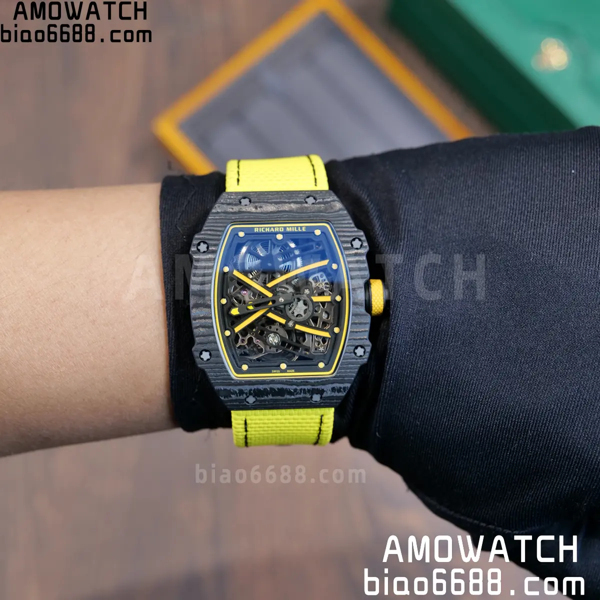 RICHARD MILLE RM67-02 Black NTPT Yellow Skeleton Dial on Yellow Nylon Strap CRMA7 Clone V10 120 9c80c313850edee 阿默表行AmoWatch