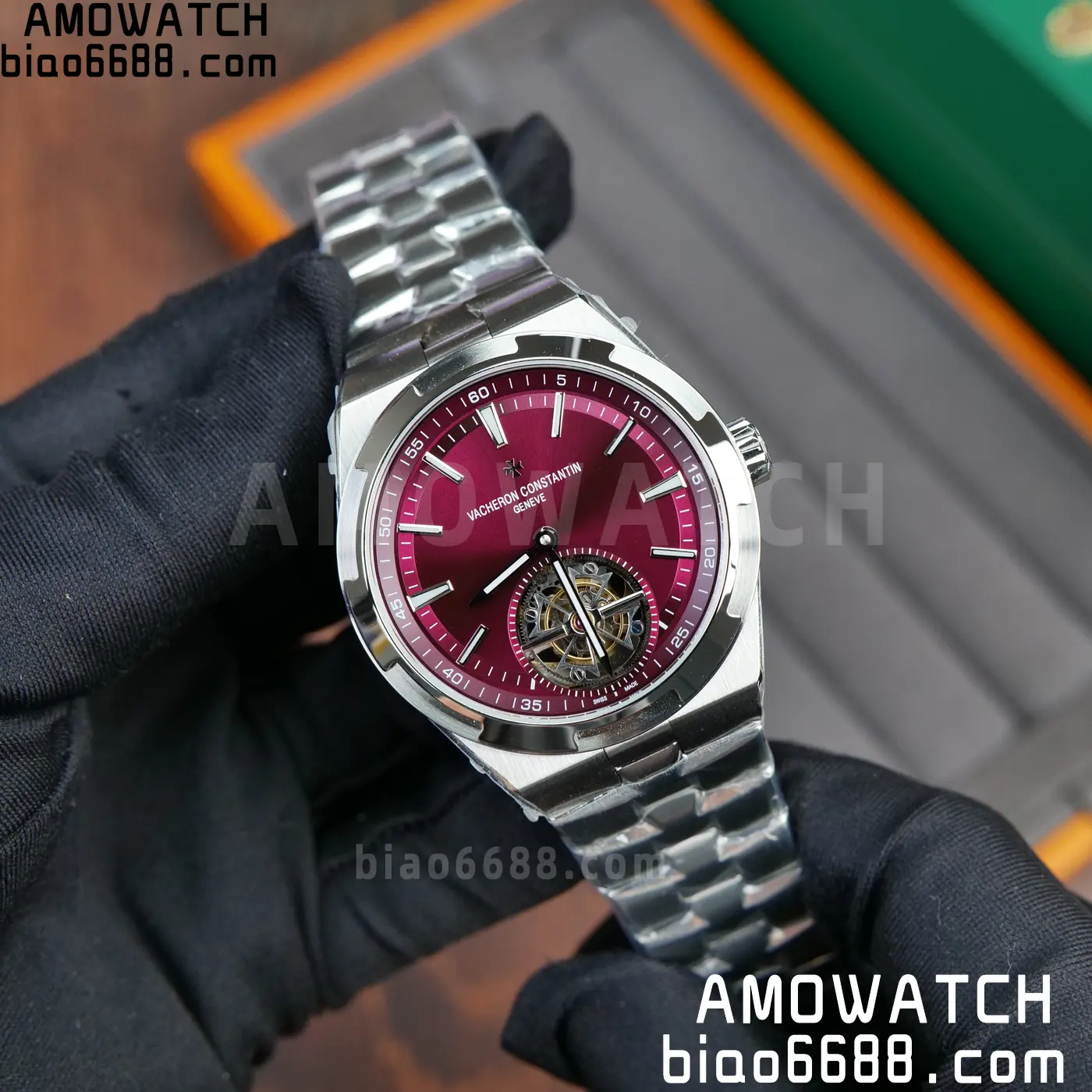 VC Overseas 42.5mm 6000V BBS Factory Best Edition Red Dial SS Bracelet Tourbillon 65 9de6744733685fe AMO Watch
