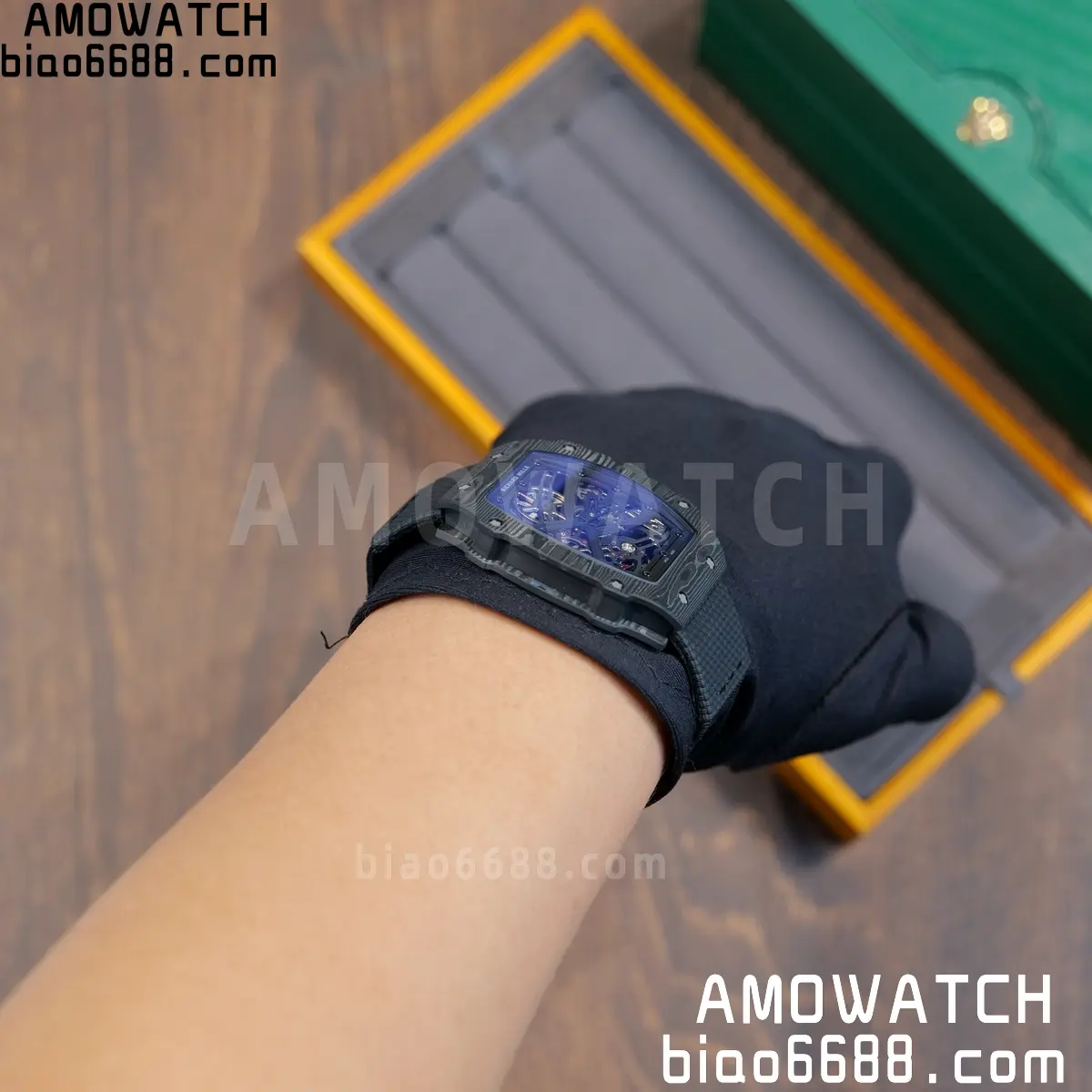 RICHARD MILLE RM67-02 Black NTPT All Black Skeleton Dial on Black Elastic strap CRMA7 Clone V10 104 a521641e00f5a49 阿默表行AmoWatch