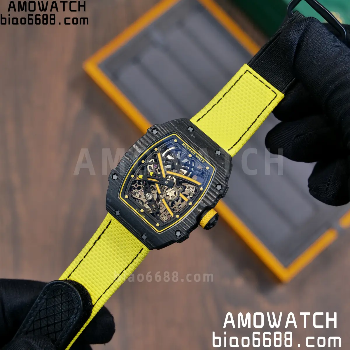 RICHARD MILLE RM67-02 Black NTPT Yellow Skeleton Dial on Yellow Nylon Strap CRMA7 Clone V10 88 a5719595100368d 阿默表行AmoWatch