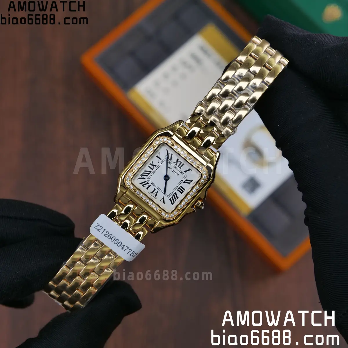 Custom Made Cartier Panthère 27mm WJPN0016 Gold-plated moissanite bezel 60 a78d040ff04ae2b AMO Watch