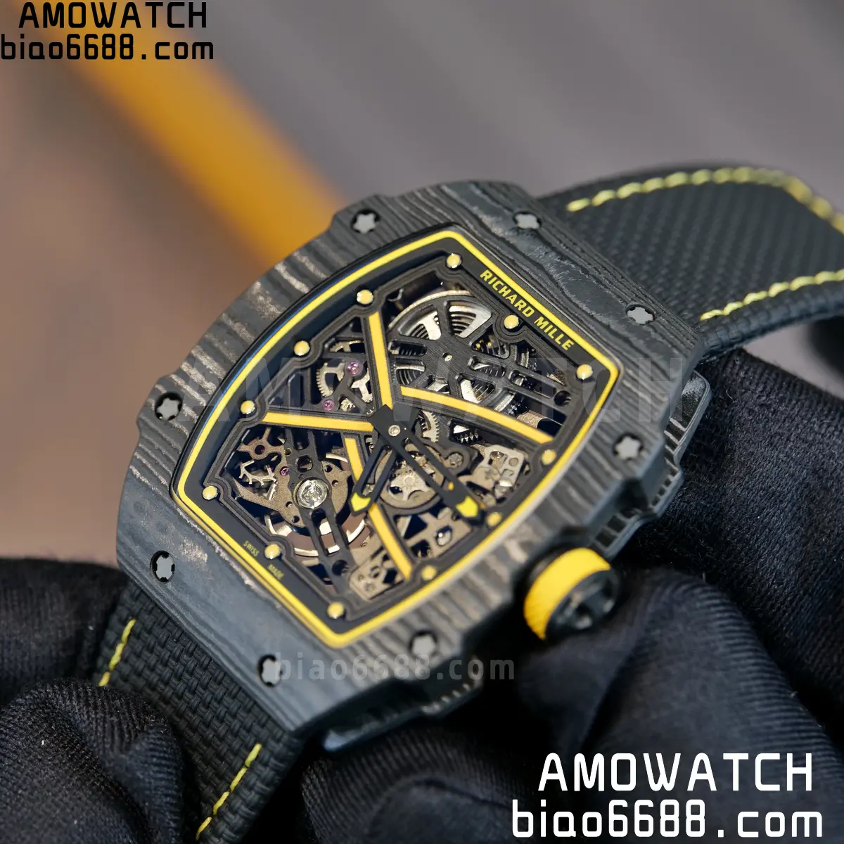RICHARD MILLE RM67-02 Black NTPT Yellow Skeleton Dial on Black NylonStrap CRMA7 Clone V10 97 a9ab859d6ee327f 阿默表行AmoWatch