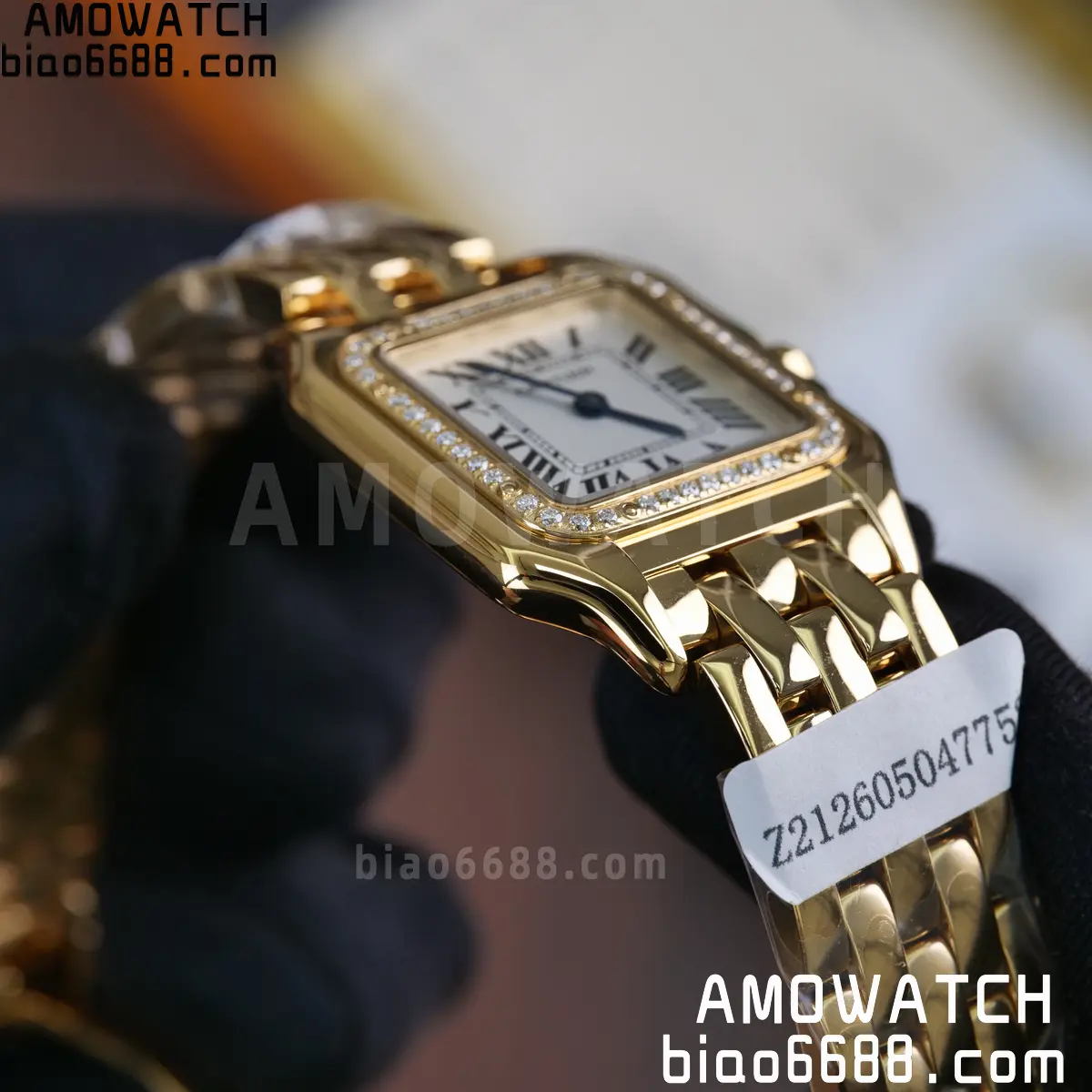 Custom Made Cartier Panthère 27mm WJPN0016 Gold-plated moissanite bezel 66 aa31843adc8f62b AMO Watch