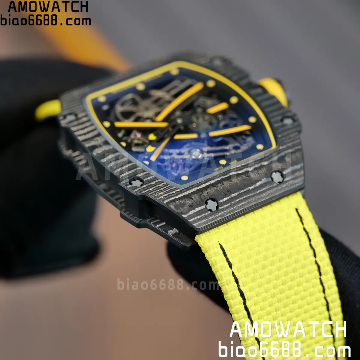 RICHARD MILLE RM67-02 Black NTPT Yellow Skeleton Dial on Yellow Nylon Strap CRMA7 Clone V10 94 abe706d5607619d 阿默表行AmoWatch