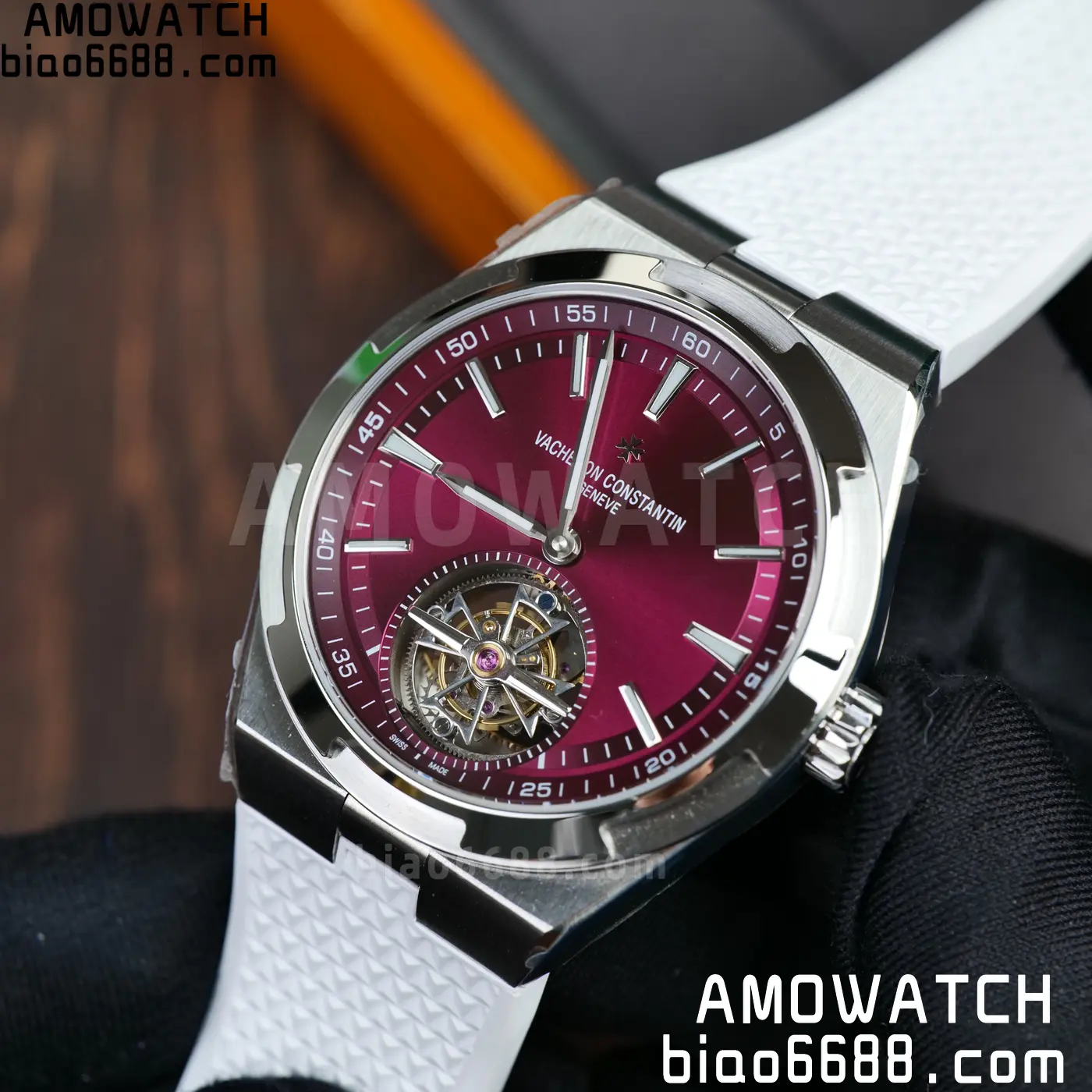 VC Overseas 42.5mm 6000V BBS Factory Best Edition White Dial Red Rubber Strap Tourbillon 66 adf5169b2e59464 AMO Watch