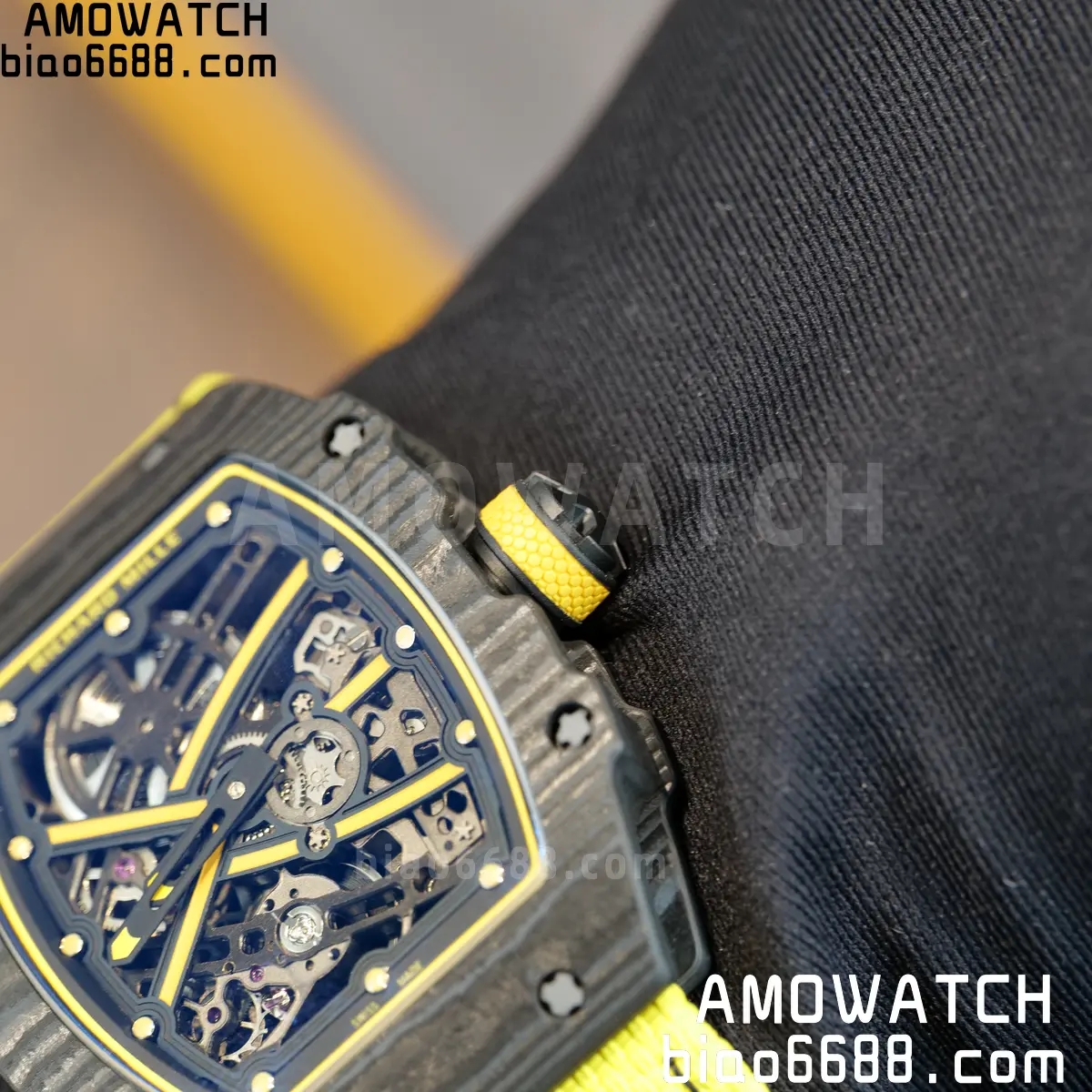 RICHARD MILLE RM67-02 Black NTPT Yellow Skeleton Dial on Yellow Nylon Strap CRMA7 Clone V10 116 ae1699bd010f6bd 阿默表行AmoWatch
