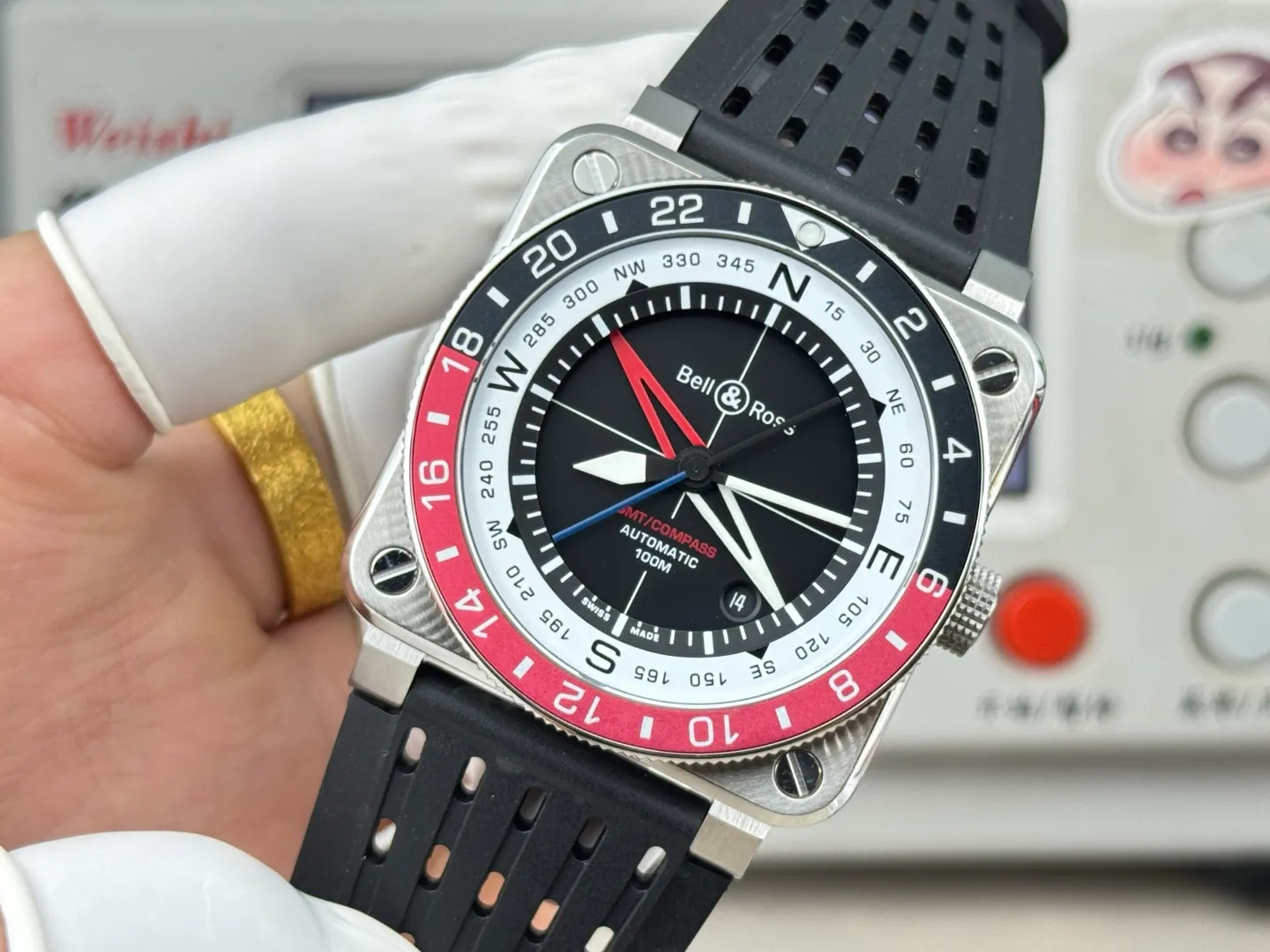 Bell Ross BR-03 GMT Compass BR Factory 1:1 Best Edition blue/black Bezel Black Dial on Rubber Strap 22 ae3aab41f29dcd2 阿默表行AmoWatch