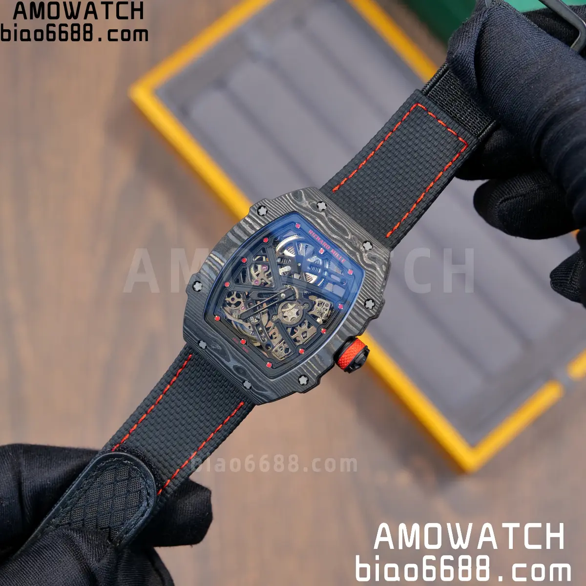 RICHARD MILLE RM67-02 Black NTPT Black/Red Skeleton Dial on Black Nylon Strap CRMA7 Clone V10 64 af2745eb0e14092 阿默表行AmoWatch