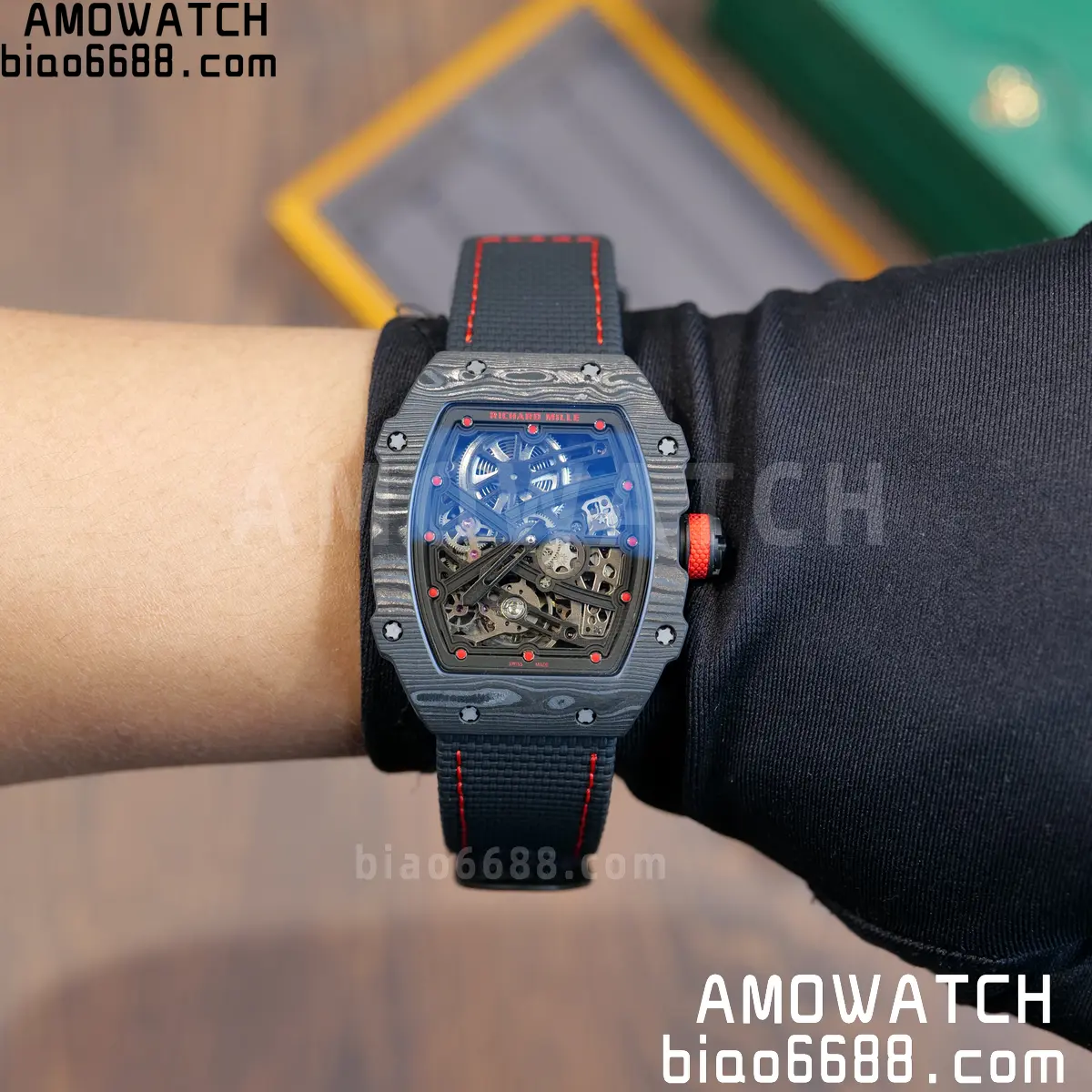 RICHARD MILLE RM67-02 Black NTPT Black/Red Skeleton Dial on Black Nylon Strap CRMA7 Clone V10 88 b0ba91e2291b717 阿默表行AmoWatch