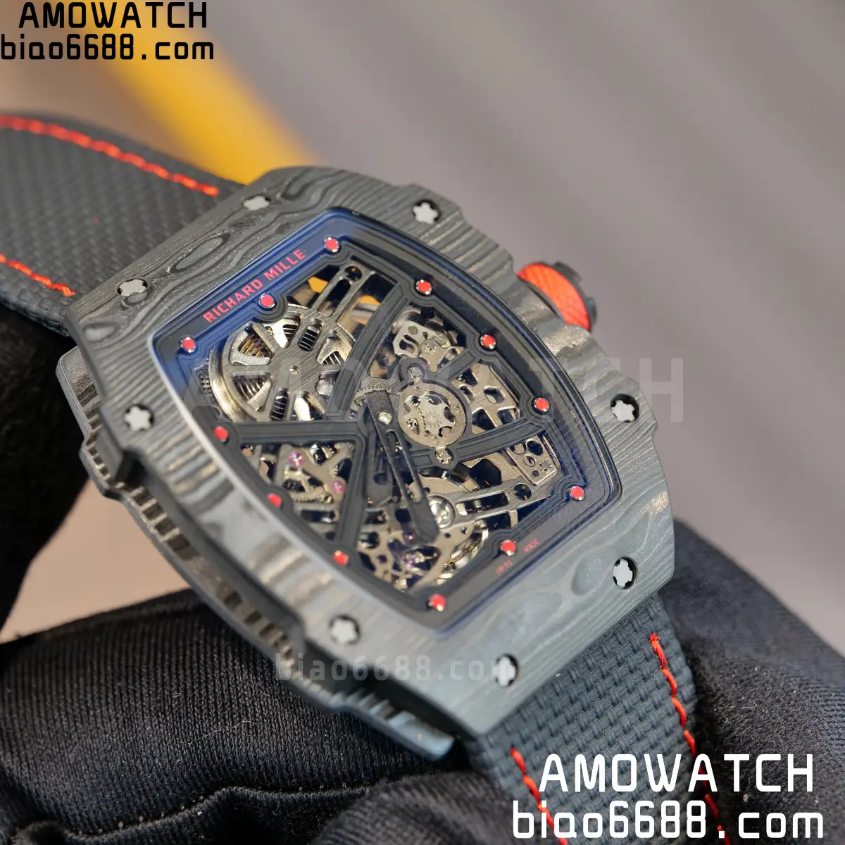 RICHARD MILLE RM67-02 Black NTPT Black/Red Skeleton Dial on Black Nylon Strap CRMA7 Clone V10 72 b5b9708803117f3 阿默表行AmoWatch