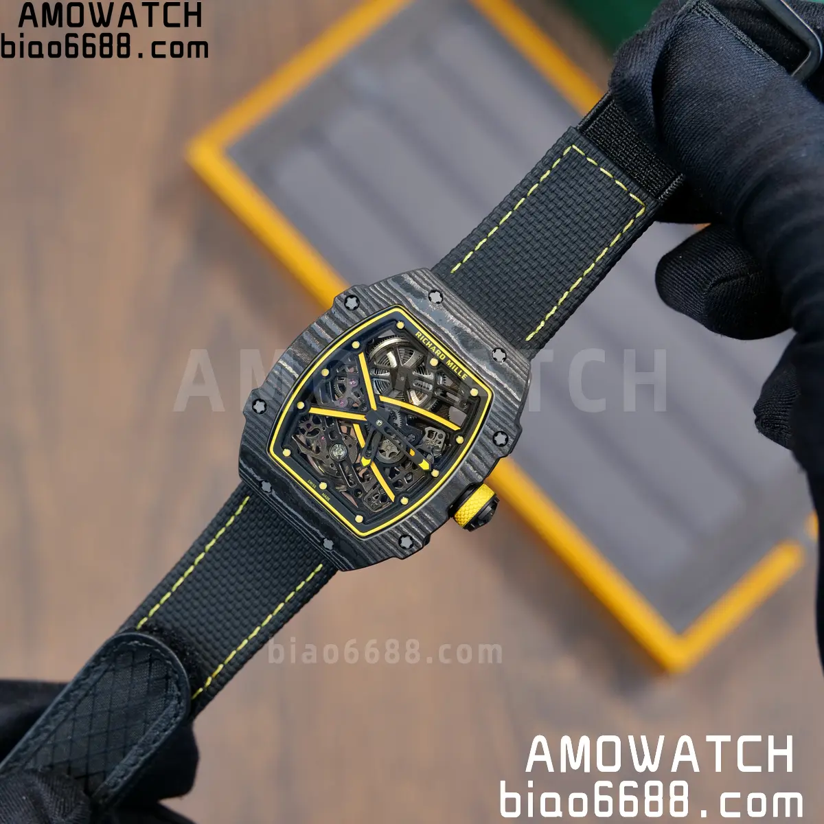 RICHARD MILLE RM67-02 Black NTPT Yellow Skeleton Dial on Black NylonStrap CRMA7 Clone V10 88 b7435f8c8294333 阿默表行AmoWatch
