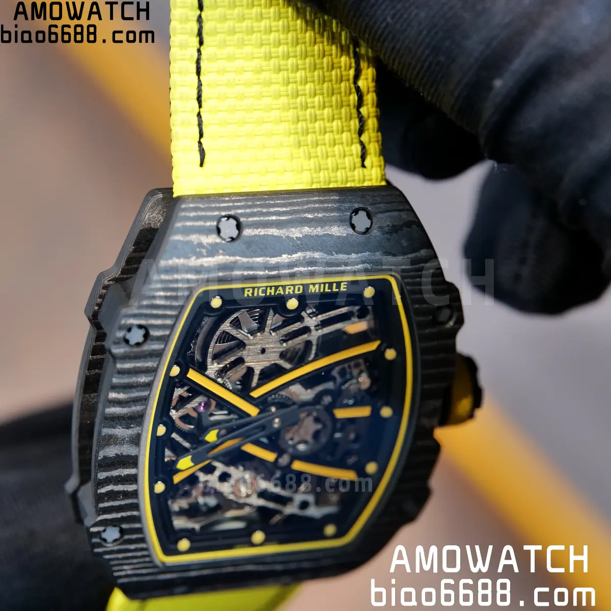 RICHARD MILLE RM67-02 Black NTPT Yellow Skeleton Dial on Yellow Nylon Strap CRMA7 Clone V10 104 ba4801ef4d19ceb 阿默表行AmoWatch