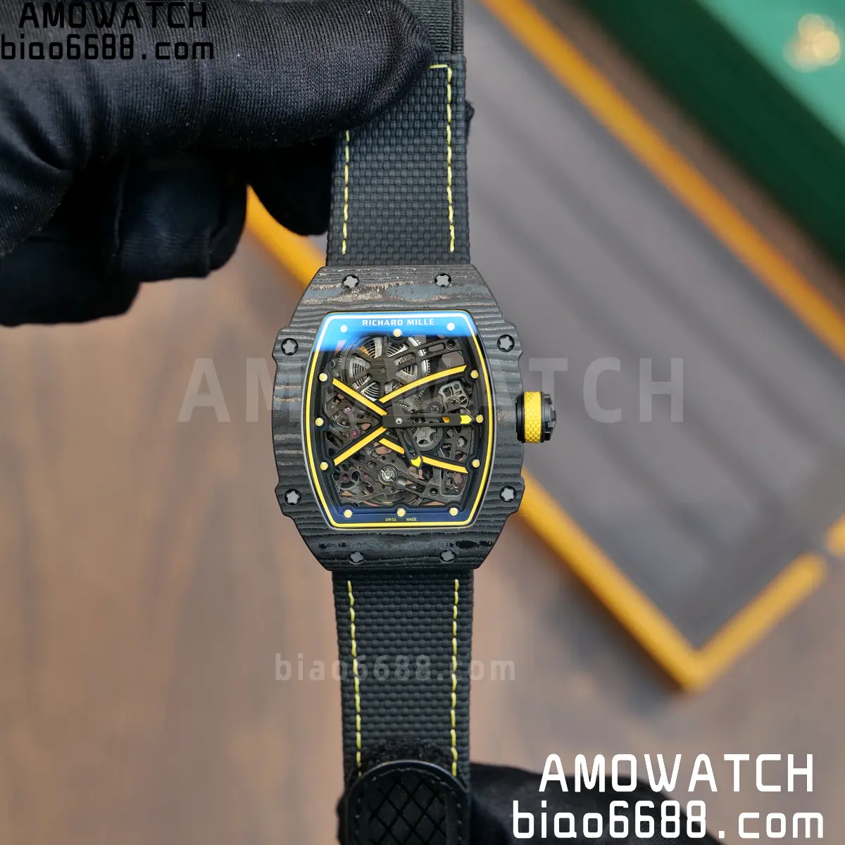 RICHARD MILLE RM67-02 Black NTPT Yellow Skeleton Dial on Black NylonStrap CRMA7 Clone V10 87 ba664bf921e81b7 阿默表行AmoWatch