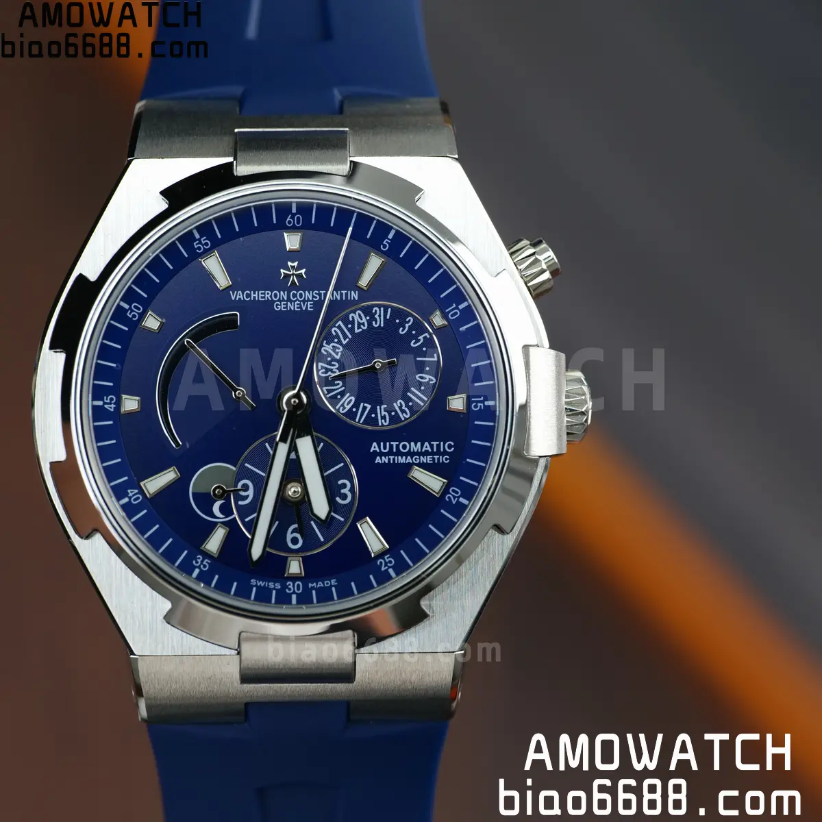 VC Overseas 47450 SS 9F Best Edition Blue Dial on Blue Rubber Strap 69 c13badad2ebf3c7 AMO Watch
