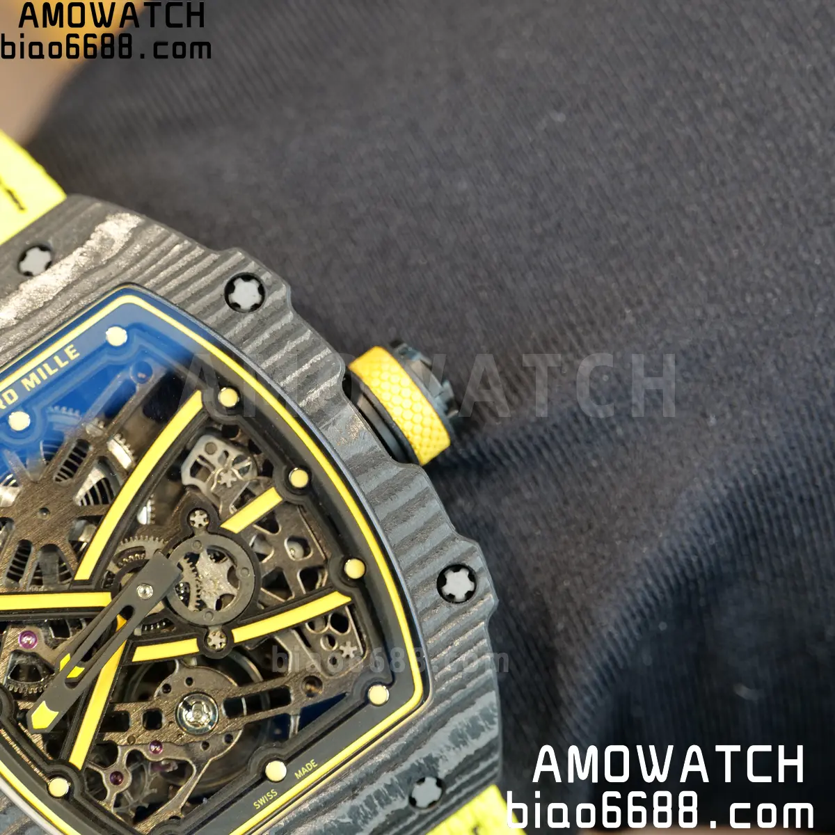 RICHARD MILLE RM67-02 Black NTPT Yellow Skeleton Dial on Yellow Nylon Strap CRMA7 Clone V10 115 c239fef1827b626 阿默表行AmoWatch
