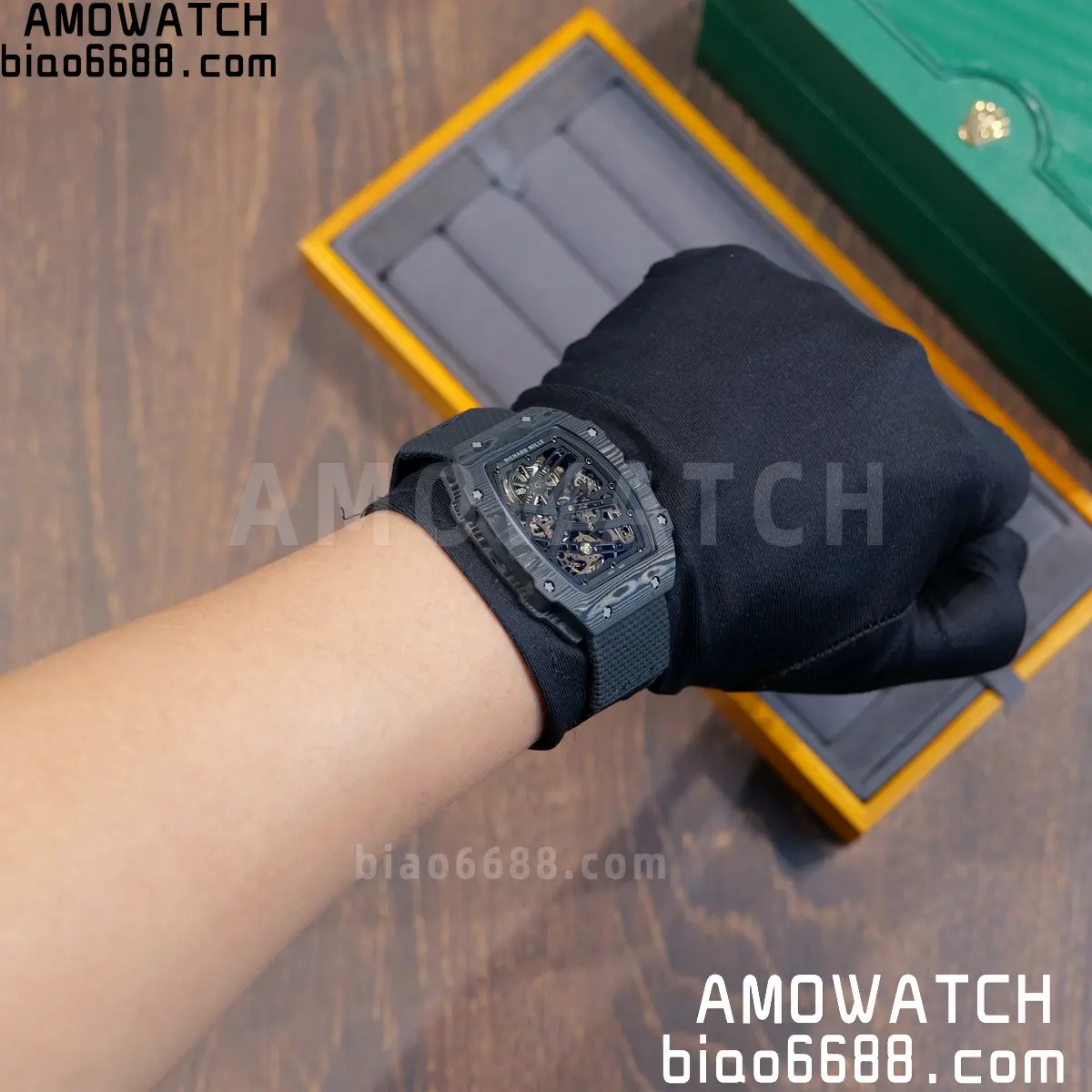 RICHARD MILLE RM67-02 Black NTPT All Black Skeleton Dial on Black Elastic strap CRMA7 Clone V10 101 c3449b6aef27034 阿默表行AmoWatch
