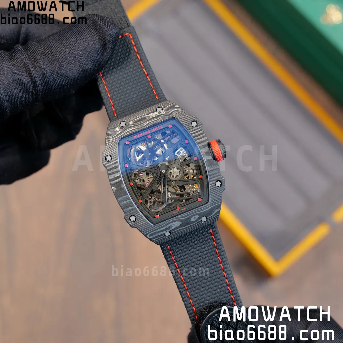 RICHARD MILLE RM67-02 Black NTPT Black/Red Skeleton Dial on Black Nylon Strap CRMA7 Clone V10 63 c3b2aae11e514cb 阿默表行AmoWatch
